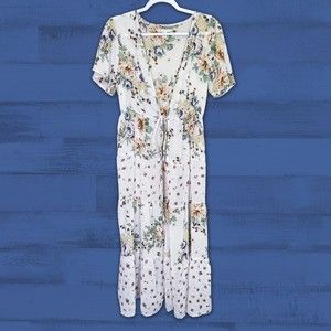 Est. 1968 Long Tie Front Floral Sheer Lightweight Cardigan Size M